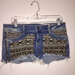 Free People Cute Printed Jean Shorts